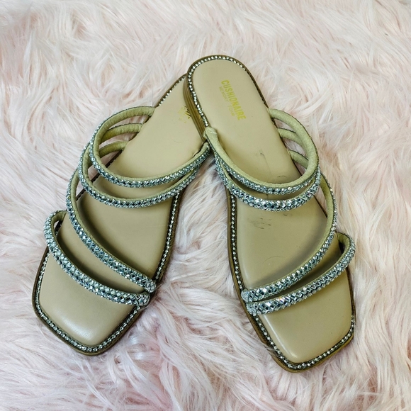 Silver Cream Rhinestone Sandals - Picture 2 of 5
